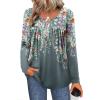 Zeagoo Long Sleeve Shirts for Women Fall Fashion Dressy Casual Blouses Trendy Pleated Tunic Tops for Leggings 2025(Gray Print-wf71)
