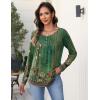 Zeagoo Long Sleeve Shirts for Women Fall Fashion Dressy Casual Blouses Trendy Pleated Tunic Tops for Leggings 2025(Green Flower-mz839)