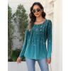Zeagoo Long Sleeve Shirts for Women Fall Fashion Dressy Casual Blouses Trendy Pleated Tunic Tops for Leggings 2025(Green Leave-xh363)