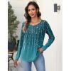 Zeagoo Long Sleeve Shirts for Women Fall Fashion Dressy Casual Blouses Trendy Pleated Tunic Tops for Leggings 2025(Green Leave-xh363)