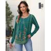 Zeagoo Long Sleeve Shirts for Women Fall Fashion Dressy Casual Blouses Trendy Pleated Tunic Tops for Leggings 2025(Green Print-mz871)