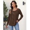 Zeagoo Long Sleeve Shirts for Women Fall Fashion Dressy Casual Blouses Trendy Pleated Tunic Tops for Leggings 2025(Leopard-an427)