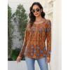 Zeagoo Long Sleeve Shirts for Women Fall Fashion Dressy Casual Blouses Trendy Pleated Tunic Tops for Leggings 2025(Orange-mz836)