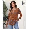 Zeagoo Long Sleeve Shirts for Women Fall Fashion Dressy Casual Blouses Trendy Pleated Tunic Tops for Leggings 2025(Orange-mz836)