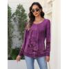 Zeagoo Long Sleeve Shirts for Women Fall Fashion Dressy Casual Blouses Trendy Pleated Tunic Tops for Leggings 2025(Purple Flower-mz841)