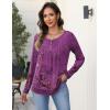 Zeagoo Long Sleeve Shirts for Women Fall Fashion Dressy Casual Blouses Trendy Pleated Tunic Tops for Leggings 2025(Purple Flower-mz841)