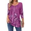 Zeagoo Long Sleeve Shirts for Women Fall Fashion Dressy Casual Blouses Trendy Pleated Tunic Tops for Leggings 2025(Purple-sf219)