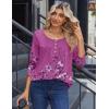 Zeagoo Long Sleeve Shirts for Women Fall Fashion Dressy Casual Blouses Trendy Pleated Tunic Tops for Leggings 2025(Purple-sf219)
