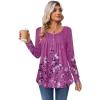 Zeagoo Long Sleeve Shirts for Women Fall Fashion Dressy Casual Blouses Trendy Pleated Tunic Tops for Leggings 2025(Purple-sf219)