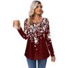 Zeagoo Long Sleeve Shirts for Women Fall Fashion Dressy Casual Blouses Trendy Pleated Tunic Tops for Leggings 2025(Red Flower-sf186)