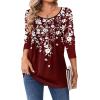 Zeagoo Long Sleeve Shirts for Women Fall Fashion Dressy Casual Blouses Trendy Pleated Tunic Tops for Leggings 2025(Red Flower-sf186)