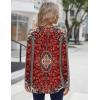 Zeagoo Long Sleeve Shirts for Women Fall Fashion Dressy Casual Blouses Trendy Pleated Tunic Tops for Leggings 2025(Red Print-mz870)
