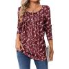Zeagoo Long Sleeve Shirts for Women Fall Fashion Dressy Casual Blouses Trendy Pleated Tunic Tops for Leggings 2025(Wine Red-bf321)