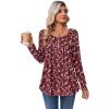 Zeagoo Long Sleeve Shirts for Women Fall Fashion Dressy Casual Blouses Trendy Pleated Tunic Tops for Leggings 2025(Wine Red-bf321)