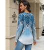 Zeagoo Long Sleeve Shirts for Women Henley T Shirts Loose Fit Tunics Dressy Casual Work Blouses Fall Fashion Tops(Blue Boho)