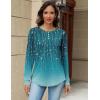 Zeagoo Long Sleeve Shirts for Women Henley T Shirts Loose Fit Tunics Dressy Casual Work Blouses Fall Fashion Tops(Blue Vine)