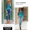 Zeagoo Long Sleeve Shirts for Women Henley T Shirts Loose Fit Tunics Dressy Casual Work Blouses Fall Fashion Tops(Blue Vine)