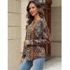 Zeagoo Long Sleeve Shirts for Women Henley T Shirts Loose Fit Tunics Dressy Casual Work Blouses Fall Fashion Tops(Brown Boho)