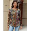 Zeagoo Long Sleeve Shirts for Women Henley T Shirts Loose Fit Tunics Dressy Casual Work Blouses Fall Fashion Tops(Brown Boho)