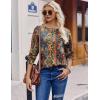 Zeagoo Long Sleeve Shirts for Women Henley T Shirts Loose Fit Tunics Dressy Casual Work Blouses Fall Fashion Tops(Brown Boho)