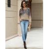Zeagoo Long Sleeve Shirts for Women Henley T Shirts Loose Fit Tunics Dressy Casual Work Blouses Fall Fashion Tops(Floral Grey & Khaki)