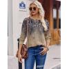 Zeagoo Long Sleeve Shirts for Women Henley T Shirts Loose Fit Tunics Dressy Casual Work Blouses Fall Fashion Tops(Floral Grey & Khaki)