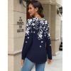 Zeagoo Long Sleeve Shirts for Women Henley T Shirts Loose Fit Tunics Dressy Casual Work Blouses Fall Fashion Tops(Floral Navy)