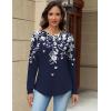 Zeagoo Long Sleeve Shirts for Women Henley T Shirts Loose Fit Tunics Dressy Casual Work Blouses Fall Fashion Tops(Floral Navy)