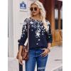 Zeagoo Long Sleeve Shirts for Women Henley T Shirts Loose Fit Tunics Dressy Casual Work Blouses Fall Fashion Tops(Floral Navy)