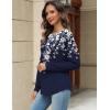 Zeagoo Long Sleeve Shirts for Women Henley T Shirts Loose Fit Tunics Dressy Casual Work Blouses Fall Fashion Tops(Floral Navy)