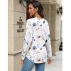 Zeagoo Long Sleeve Shirts for Women Henley T Shirts Loose Fit Tunics Dressy Casual Work Blouses Fall Fashion Tops(Floral White)