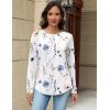 Zeagoo Long Sleeve Shirts for Women Henley T Shirts Loose Fit Tunics Dressy Casual Work Blouses Fall Fashion Tops(Floral White)