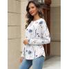 Zeagoo Long Sleeve Shirts for Women Henley T Shirts Loose Fit Tunics Dressy Casual Work Blouses Fall Fashion Tops(Floral White)
