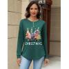 Zeagoo Long Sleeve Shirts for Women Henley T Shirts Loose Fit Tunics Dressy Casual Work Blouses Fall Fashion Tops(Green Christmas Tree)