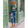 Zeagoo Long Sleeve Shirts for Women Henley T Shirts Loose Fit Tunics Dressy Casual Work Blouses Fall Fashion Tops(Green Christmas Tree)