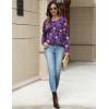 Zeagoo Long Sleeve Shirts for Women Henley T Shirts Loose Fit Tunics Dressy Casual Work Blouses Fall Fashion Tops(Halloween Purple)
