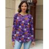 Zeagoo Long Sleeve Shirts for Women Henley T Shirts Loose Fit Tunics Dressy Casual Work Blouses Fall Fashion Tops(Halloween Purple)
