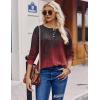Zeagoo Long Sleeve Shirts for Women Henley T Shirts Loose Fit Tunics Dressy Casual Work Blouses Fall Fashion Tops(Red Boho)