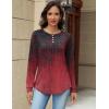 Zeagoo Long Sleeve Shirts for Women Henley T Shirts Loose Fit Tunics Dressy Casual Work Blouses Fall Fashion Tops(Red Boho)