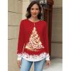 Zeagoo Long Sleeve Shirts for Women Henley T Shirts Loose Fit Tunics Dressy Casual Work Blouses Fall Fashion Tops(Red Christmas Tree)