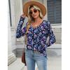 Zeagoo Long Sleeve Tops for Women V Neck Shirt Loose Fall Tunic Tops Dressy Casual Work Blouse 2026(Blue Skull)