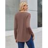 Zeagoo Long Sleeve Tops for Women V Neck Shirt Loose Fall Tunic Tops Dressy Casual Work Blouse 2026(Brown)