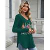 Zeagoo Long Sleeve Tops for Women V Neck Shirt Loose Fall Tunic Tops Dressy Casual Work Blouse 2026(Christmas Green)