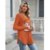 Zeagoo Long Sleeve Tops for Women V Neck Shirt Loose Fall Tunic Tops Dressy Casual Work Blouse 2026(Orange Spooky)