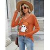 Zeagoo Long Sleeve Tops for Women V Neck Shirt Loose Fall Tunic Tops Dressy Casual Work Blouse 2026(Orange Spooky)
