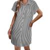 Zeagoo Summer Dresses for Women 2026 Cotton Button Down Short Sleeve Tshirt Dresses Casual Mini Beach Dress(01-black+white Stripe)
