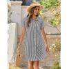 Zeagoo Summer Dresses for Women 2026 Cotton Button Down Short Sleeve Tshirt Dresses Casual Mini Beach Dress(01-black+white Stripe)