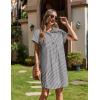 Zeagoo Summer Dresses for Women 2026 Cotton Button Down Short Sleeve Tshirt Dresses Casual Mini Beach Dress(01-black+white Stripe)