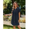 Zeagoo Summer Dresses for Women 2026 Cotton Button Down Short Sleeve Tshirt Dresses Casual Mini Beach Dress(01-navy Blue)