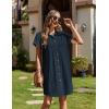 Zeagoo Summer Dresses for Women 2026 Cotton Button Down Short Sleeve Tshirt Dresses Casual Mini Beach Dress(01-navy Blue)